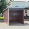 Motorgarázs, kerti tároló, elején nyitott, famintás oldalfalakkal, Woody 2 x 3m 
