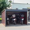 Motorgarázs, kerti tároló, elején nyitott, famintás oldalfalakkal, Woody 3 x 3m