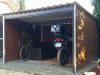 Motorgarázs, kerti tároló, elején nyitott, famintás oldalfalakkal, Woody 3 x 3m
